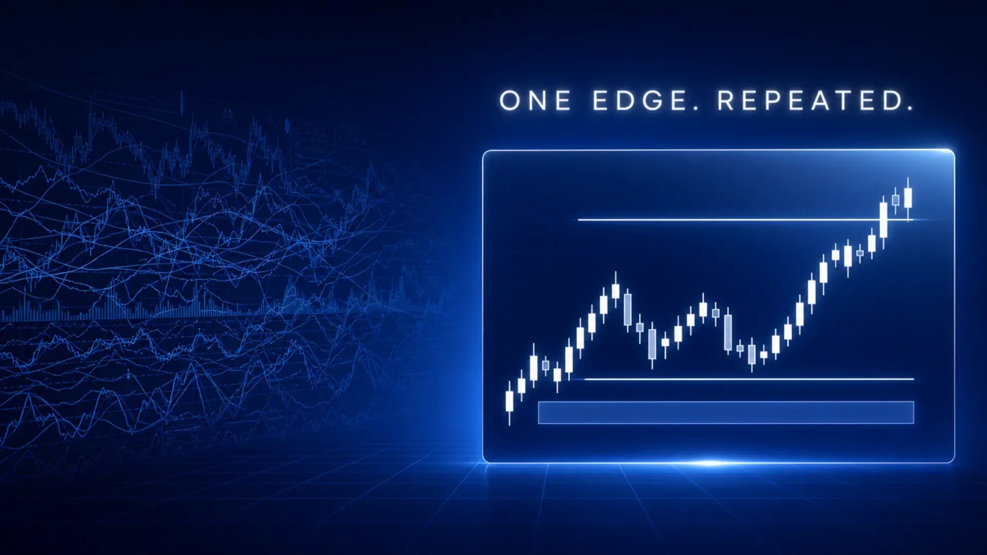 One edge repeated — a clean candlestick chart with simple levels